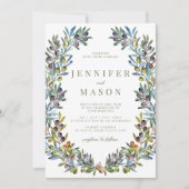 Olive Toskana Thema Böhmische Sommerhochzeit Einladung (Vorderseite)