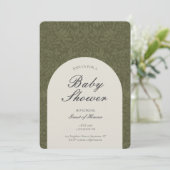 Olive Traditional Floral Arts and Crafts Shower Einladung (Stehend Vorderseite)