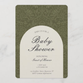 Olive Traditional Floral Arts and Crafts Shower Einladung