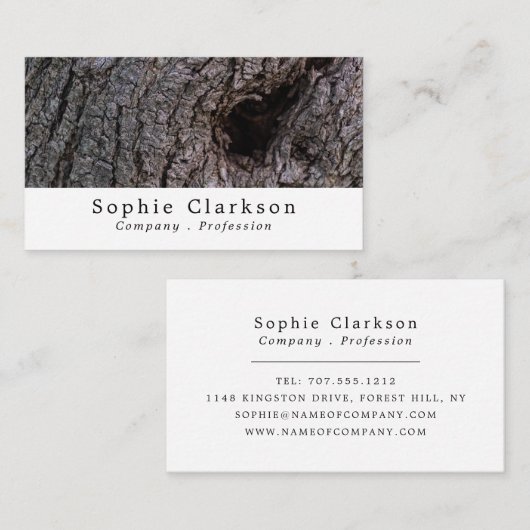 Olive Tree Bark Wood Effect, Rustic Visitenkarte (Vorne/Hinten)