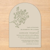Olive Tree Branch, Rustic & Minimalistic Wedding Acryleinladungen (Vorderseite)