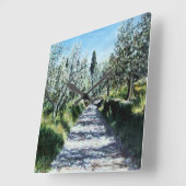 OLIVE TREES IN RIMAGGIO TUSCANY LANDSCAPE QUADRATISCHE WANDUHR (Winkel)