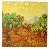 Olive Trees Yellow Sky & Sun Van Gogh Kunst und Ku Fliese (Vorderseite)