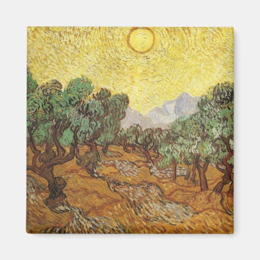 Olive Trees Yellow Sky & Sun Van Gogh Kunst und Ku Magnet (Vorne)