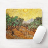 Olive Trees Yellow Sky & Sun Van Gogh Kunst und Ku Mousepad (Mit Mouse)