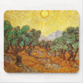 Olive Trees Yellow Sky & Sun Van Gogh Kunst und Ku Mousepad (Vorne)