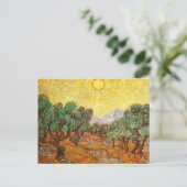 Olive Trees Yellow Sky & Sun Van Gogh Kunst und Ku Postkarte (Stehend Vorderseite)