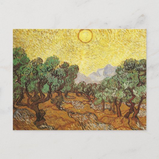 Olive Trees Yellow Sky & Sun Van Gogh Kunst und Ku Postkarte (Vorderseite)