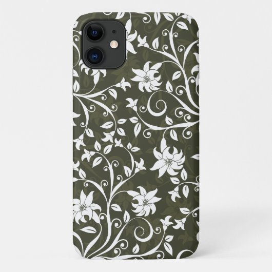 Olive Trumpetblume Blumenmuster Case-Mate iPhone Hülle (Rückseite)