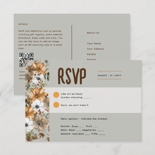 Olive UAWG für den Rustikalen Fall Einladungen (Vorne/Hinten)