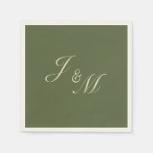 Olive- und Beige-Hochzeitsempfang Serviette (Vorderseite)