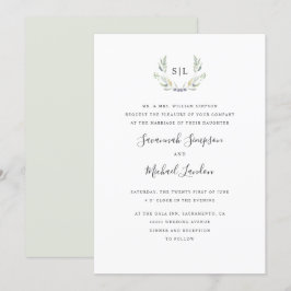 Olive und Blätter Einladung