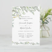 Olive und Blätter Grün Probe Abendessen Einladung (Stehend Vorderseite)