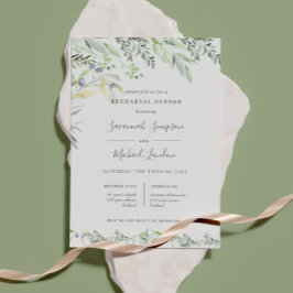 Olive und Blätter Grün Probe Abendessen Einladung