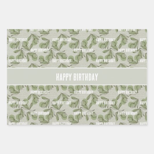 Olive- und Steppmuster mit Personalisierter Meldun Geschenkpapier Set (Vorderseite 2)