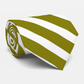 Olive und White Geometric Diagonal Stripes Krawatte (Gerollt)