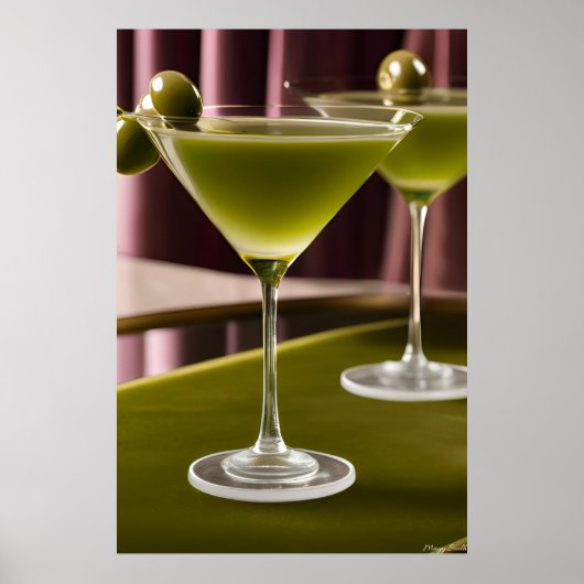 Olive Velvet: Klassisches Martini-Stillleben Poster (Vorne)