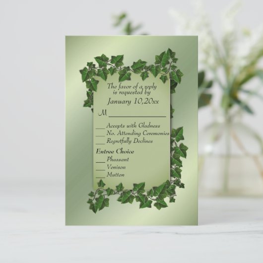 Olive Vines UAWG w Entree RSVP Karte (Stehend Vorderseite)