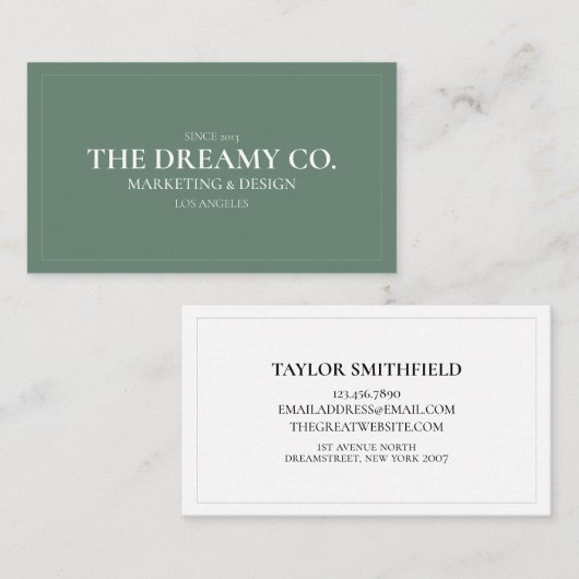 Olive Vintag Simple Business Card Visitenkarte (Vorne/Hinten)