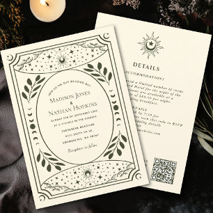 Olive Vintages Tarot Gothic Wedding QR Einladung
