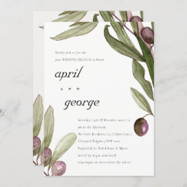 OLIVE WASSERFARBE FOLIAGE POST WEDING BRUNH INVITE DANKESKARTE