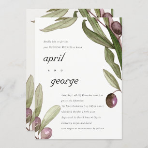 OLIVE WASSERFARBE FOLIAGE POST WEDING BRUNH INVITE DANKESKARTE