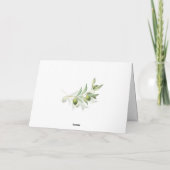 Olive Watercolor Rustic Wedding Danke Karte (Rückseite)