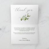 Olive Watercolor Rustic Wedding Danke Karte (Innenseite)