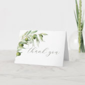 Olive Watercolor Rustic Wedding Danke Karte (Vorderseite)