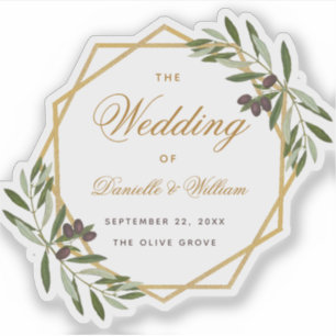 Olive Wedding Greenery Gold Botanical Geometric Aufkleber