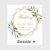 Olive Wedding Greenery Gold Botanical Geometric Aufkleber (Blatt)