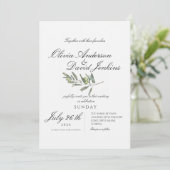 Olive Wedding in Garden Script Minimalismus Einladung (Stehend Vorderseite)