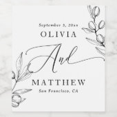 Olive Wedding | Italienische Botanische Schrift Weinetikett (Einzelnes Label)