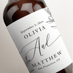 Olive Wedding Italienische Botanische Schrift Weinetikett