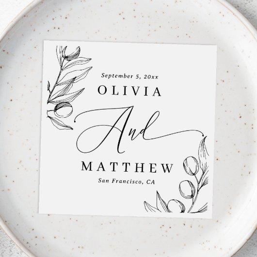 Olive Wedding | Minimalistisches Delikatskript Serviette