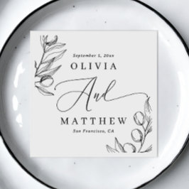 Olive Wedding | Minimalistisches Delikatskript Serviette