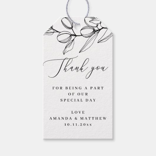 Olive Wedding Vielen Dank | Botanisch-mediterran Geschenkanhänger (Vorderseite)