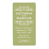 Olive Wedding Wine Bottle Monogram Fevor Labels (Vorne)