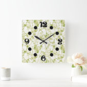 olive-white abstract fashionable modern pattern quadratische wanduhr (Zuhause)