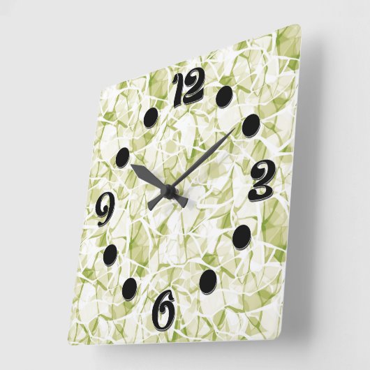 olive-white abstract fashionable modern pattern quadratische wanduhr (Winkel)