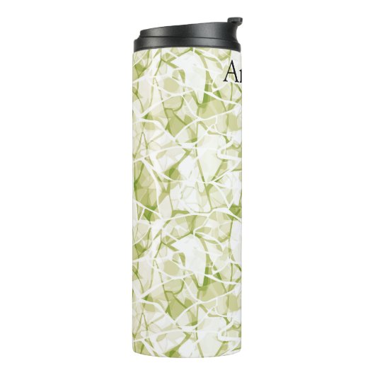olive-white abstract fashionable modern pattern    thermosbecher (Nach links gedreht)