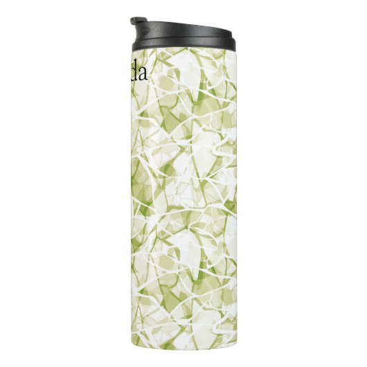 olive-white abstract fashionable modern pattern thermosbecher (Nach rechts gedreht)