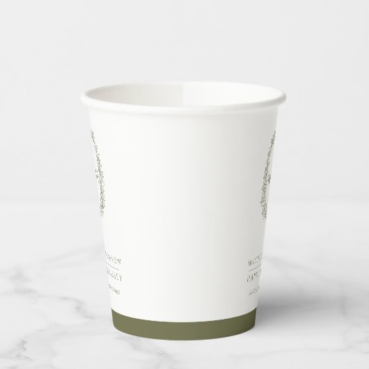 Olive-White-Blatt-Mono-Hochzeit Pappbecher (Links)