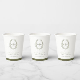 Olive-White-Blatt-Mono-Hochzeit Pappbecher