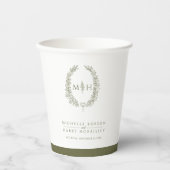 Olive-White-Blatt-Mono-Hochzeit Pappbecher (Vorderseite)