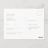 Olive & White | Rose Wedding RSVP Postcard Postkarte (Rückseite)