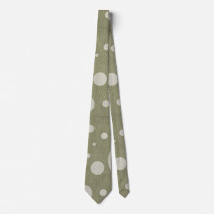 Olive & White Spots und Punkte Krawatte