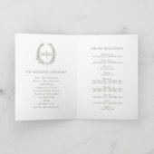 Olive-white-white oval-leaf monogram Art Hochzeit Programm (Innenseite)