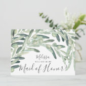 Olive wirst du meine Trauzeugin sein Einladung (Stehend Vorderseite)