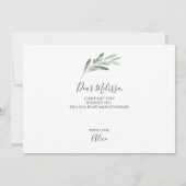 Olive wirst du meine Trauzeugin sein Einladung (Rückseite)